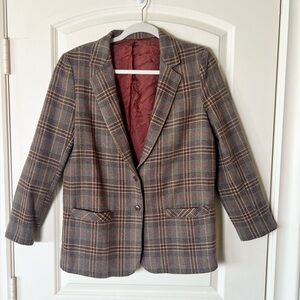 Vintage Brown Plaid Sports Jacket Blazer Eclectic Grandpa